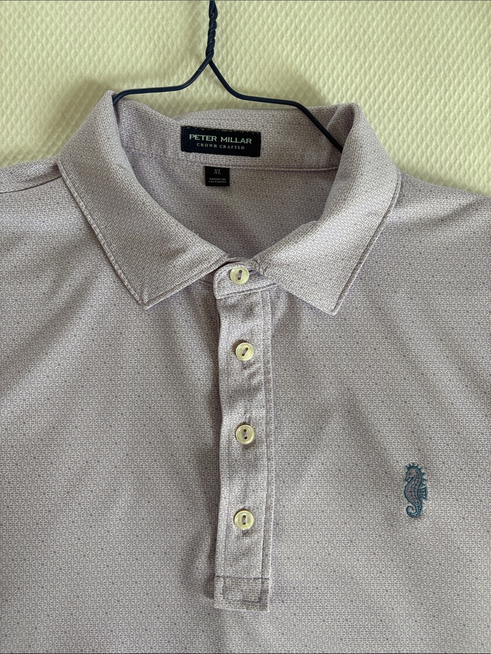 Peter Millar Lavender Polo with Embroidered Seahorse
